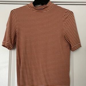 Madewell Rust and Pink Striped Tee